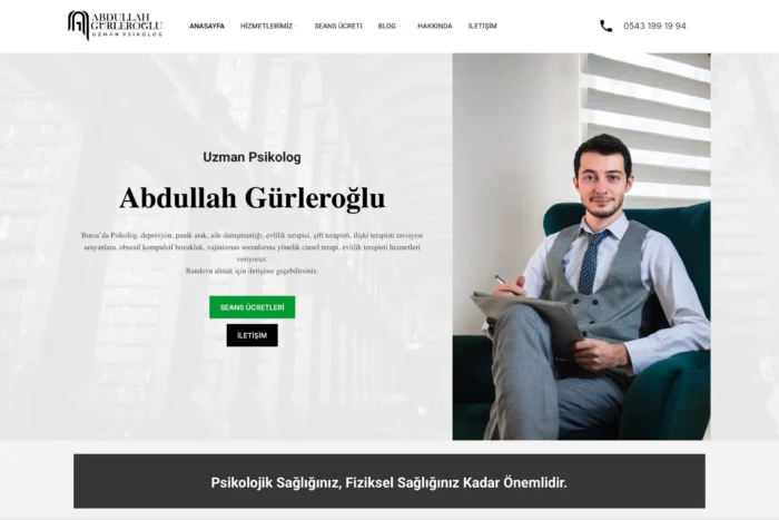 A. Gürleroğlu Psikolog Sitesi Tasarımı
