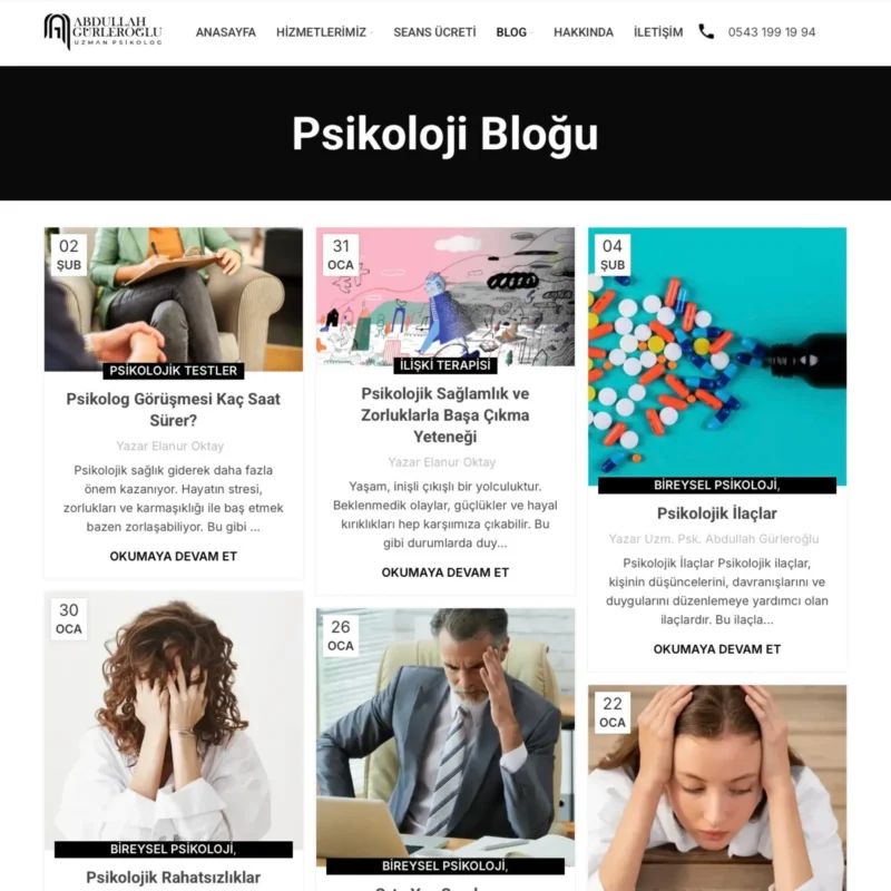 A. Gürleroğlu Psikolog Sitesi Blog Sayfası