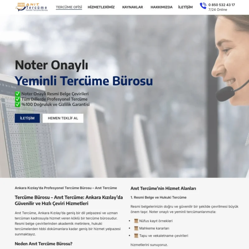 Anıt Tercüme Web Sitesi Anasayfa