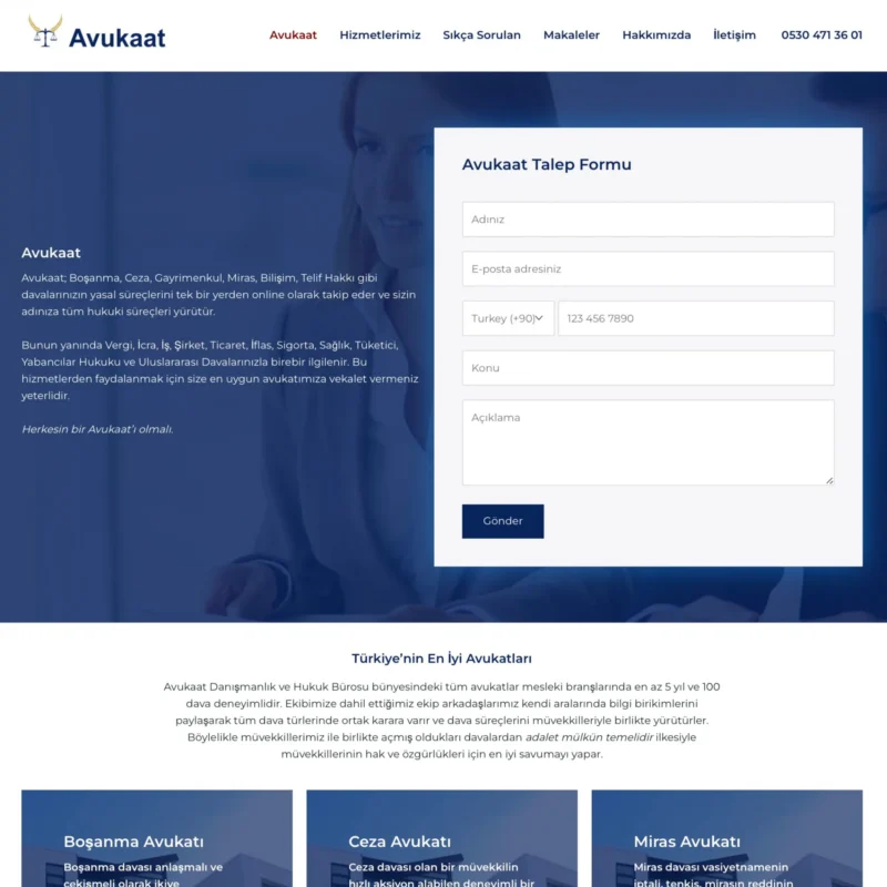Avukaat Blog Sitesi Anasayfa Tasarımı Avukaat Blog Sitesi Anasayfa