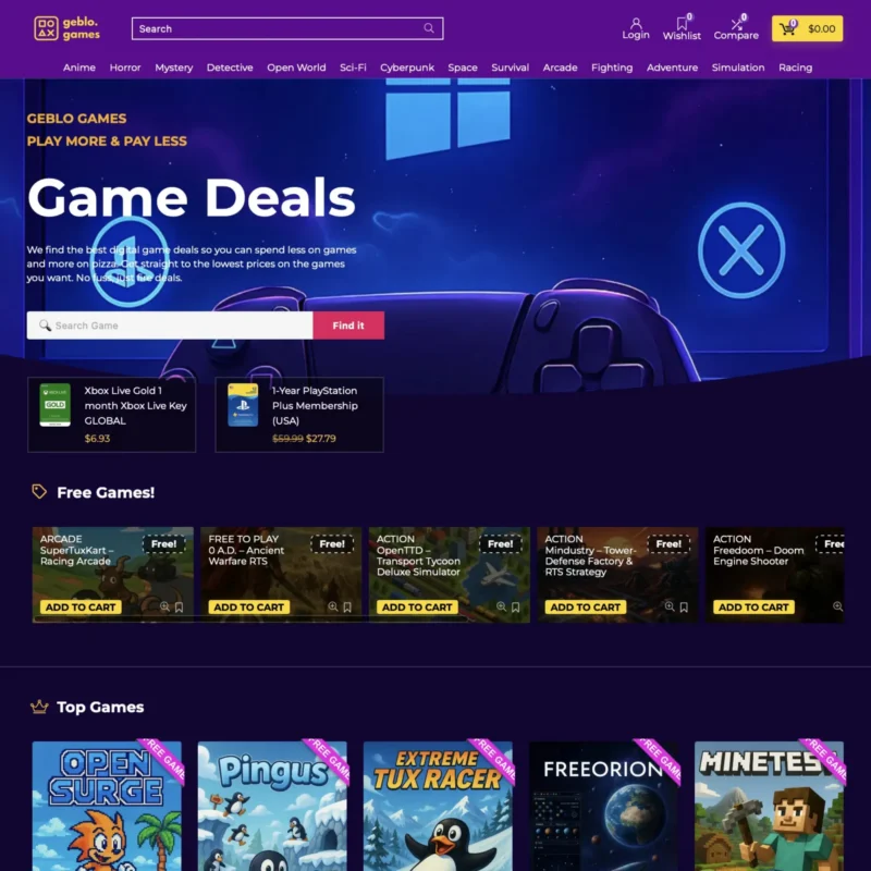 Geblo Games Oyun Platformu Sitesi Anasayfa Tasarımı Geblo Games Oyun Platformu Sitesi Anasayfası