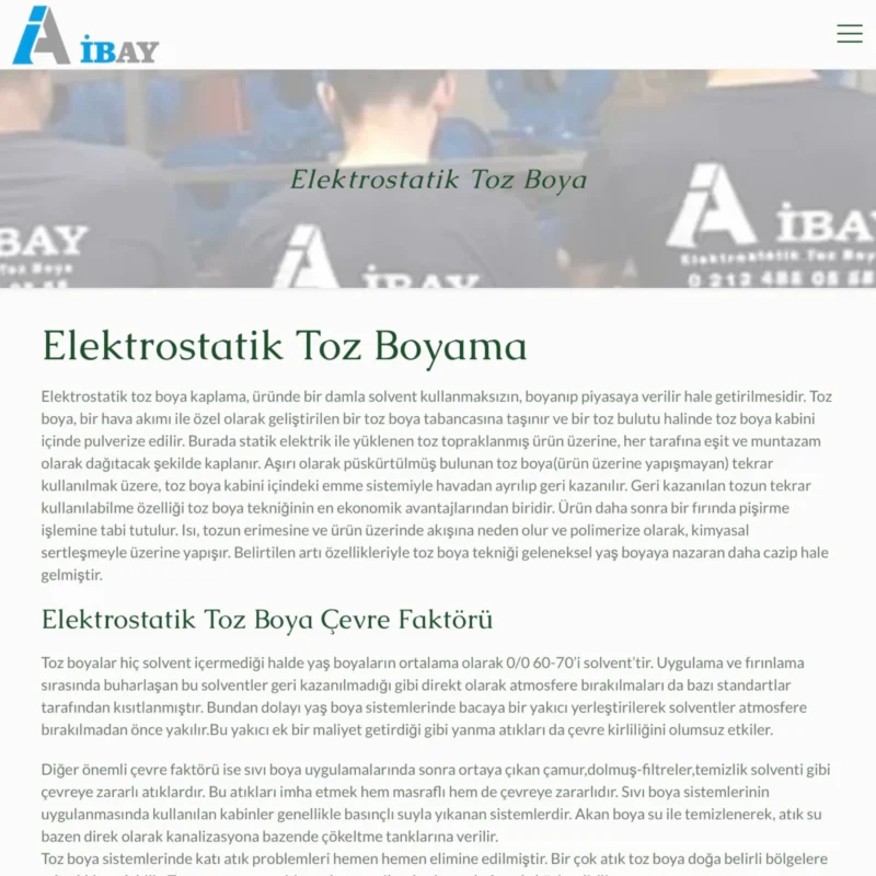 İbay Boya Web Sitesi İHizmet Sayfası