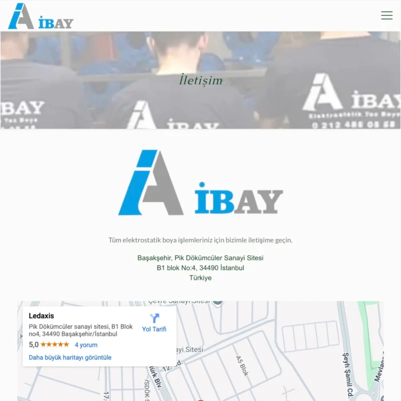 İbay Boya Web Sitesi İletişim Sayfası