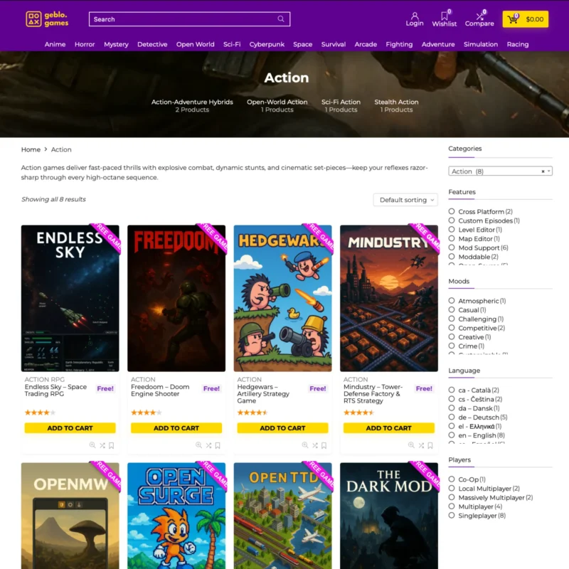 Geblo Games Oyun Platformu Sitesi Kategori Sayfası Tasarımı Geblo Games Oyun Platformu Sitesi Kategori Sayfası