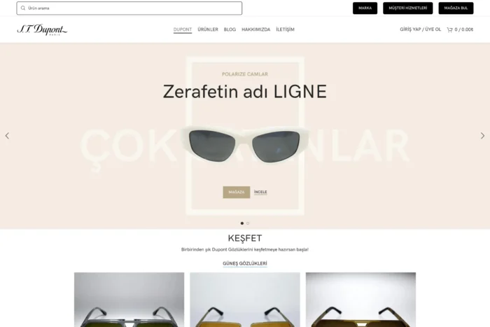 S.T. Dupont Gözlük Sitesi Tasarımı