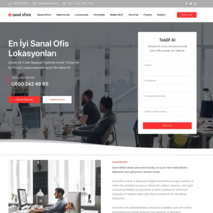 Sanal Ofisin Kurumsal Ofis Sitesi Anasayfa Tasarımı
