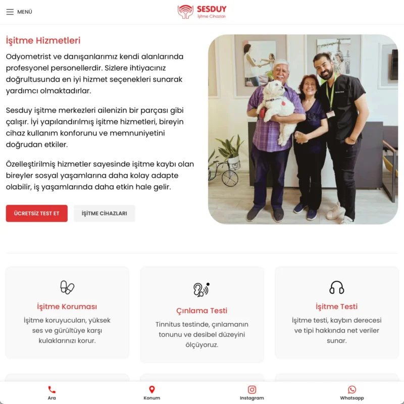 Sesduy İşitme Web Sitesi Hizmet Sayfası Tasarımı Sesduy İşitme Web Sitesi Hizmet Sayfası