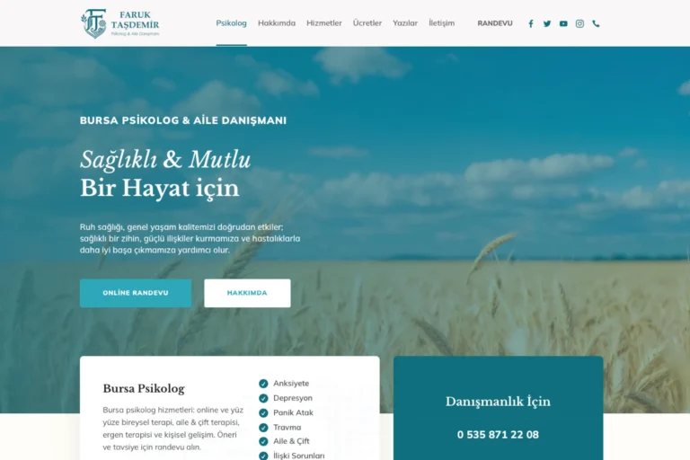Psikolog Web Sitesi Tasarımı Anasayfa